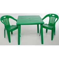 Комплект мебели из пластика, квадратный стол и 2 кресла Комфорт-1, цвет: зеленый