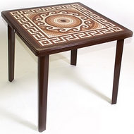 Стол квадратный с деколем Греческий орнамент из пластика, цвет: шоколадный