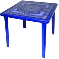 Стол квадратный с деколем Сапфир из пластика, цвет: синий