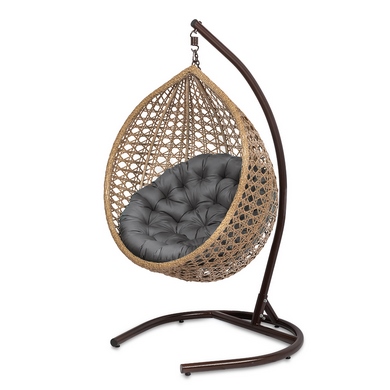 Подвесное кресло Fresco L (светло-коричневое, подушка серая)