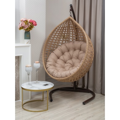 Подвесное кресло Fresco XL (светло-коричневое, подушка бежевая)