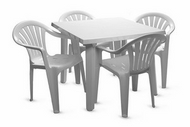 Комплект мебели (стол + 4 кресла) (белый пластик)
