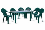 Комплект мебели (стол + 6 кресел) (зелёный пластик)