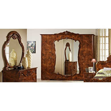 Шкаф для одежды Тициана 5-ти дверный с зеркалами (цвет: орех глянец)