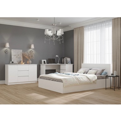 Спальня Мори (кровать 120 см, комод 120 см, стол угловой) белый