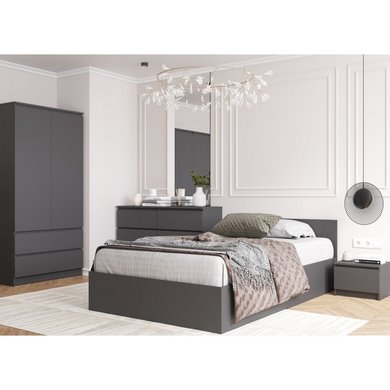 Спальня Мори (кровать 120 см, комод 138 см, шкаф 90 см, тумба 40 см) графит