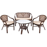 Комплект мебели Ellena brown (диван, 2 кресла, стол) натур.ротанг