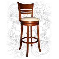 Барный деревянный крутящийся стул LMU-9393, цвет кожзама: кремовый