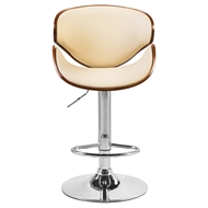 Барный стул LMZ-4905 коричневое дерево, цвет кожзама: кремовый