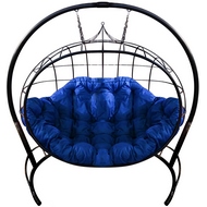 Подвесное кресло Улей (чёрное с синей подушкой) металл