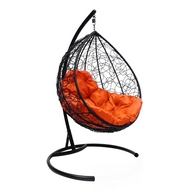 Кресло подвесное из иск.ротанга Капля (чёрный-оранжевый)