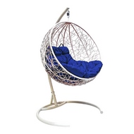 Кресло подвесное из иск.ротанга Круглое (белый-синий)