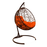 Кресло подвесное из иск.ротанга Круглое (коричневый-оранжевый)