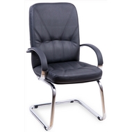 Офисное кресло для посетителей Менеджер хром конференц короткий (натур.кожа)