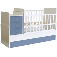 Кровать детская с комодом Polini Simple 1100 (белый-синий)
