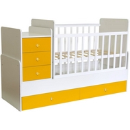 Кровать детская с комодом Polini Simple 1100 (белый-солнечный)