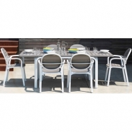 Комплект пластиковой мебели, стол Alloro 140 и 6 кресел Palma, цвет bianco tortora
